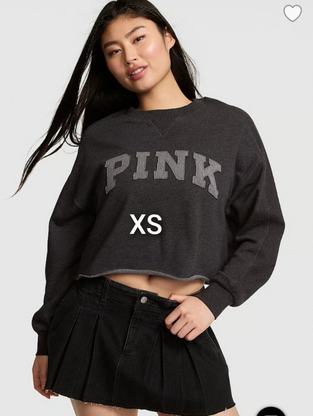 SZ XS VS PINK CROPPED CAMPUS SWEATSHIRT